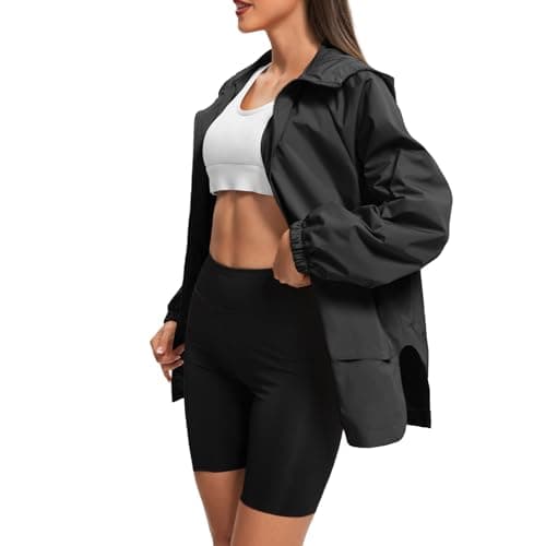 Zando Women's Waterproof Lightweight Raincoat with Hood Packable Windbreaker
