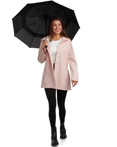 Big Chill Womens Lightweight Waterproof Rain Coat - Hooded Slicker Jacket (S-XL, 1X-3X)