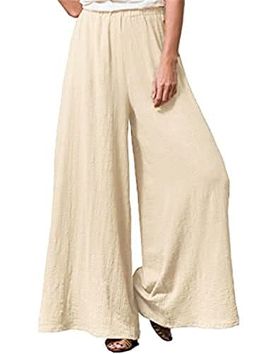 Hisanny Women's Plus Size Wide Leg Linen Palazzo Trousers with Pockets L, 5XL