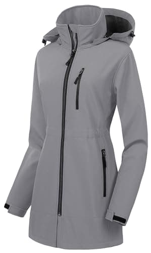 CREATMO Women's Lightweight Waterproof Softshell Jacket Fleece Lined Windbreaker