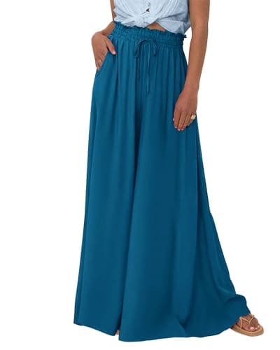 BTFBM Women's Summer Floral Wide Leg Palazzo Pants with Pocket