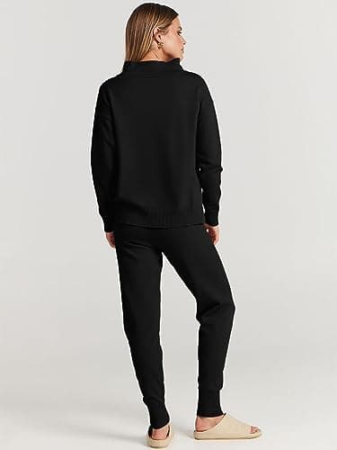 ANRABESS Women Cozy Turtleneck Knit Sweater Set Pants 2024 Fall