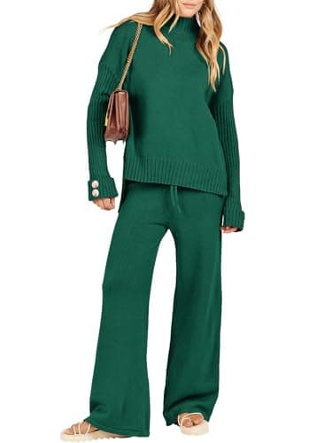 Caracilia Women's 2-Piece Fall Sweater Set & Wide Leg Pants Travel Fashion