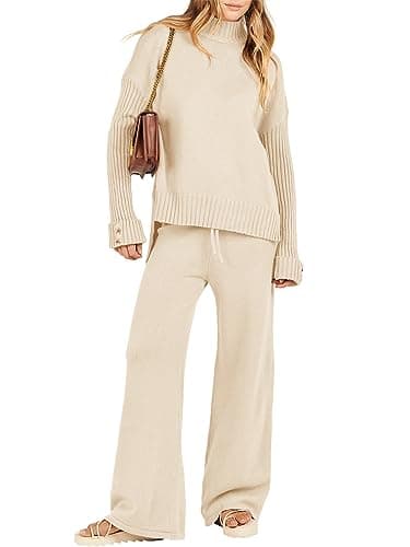 Caracilia Women's 2-Piece Fall Sweater Set & Wide Leg Pants Travel Fashion