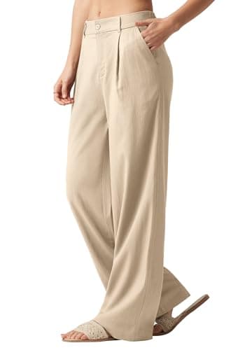Willit Women's Linen Wide Leg Work Pants with Pockets