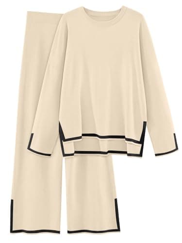 LILLUSORY Women's Fall 2-Piece Lounge Set Sweatsuits Wide Leg Pants