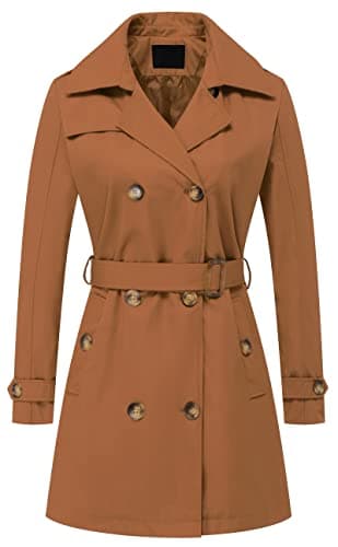 Chrisuno Women's Mid-Length Double Breasted Trench Coat with Hood