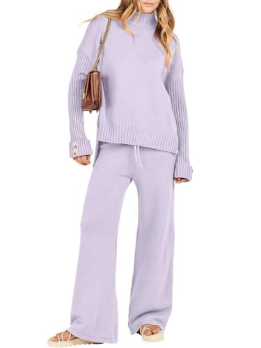 Caracilia Women's 2-Piece Fall Sweater Set & Wide Leg Pants Travel Fashion
