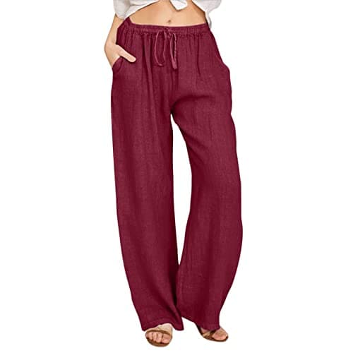 Nantdog Loose Summer Palazzo Pants with Pockets Plus Size