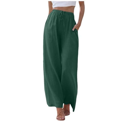 Women's Linen Summer Palazzo Pants with Pockets