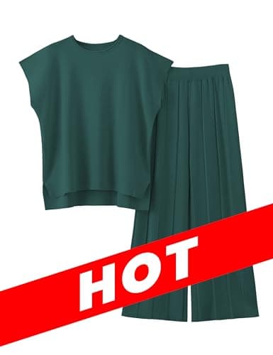VATEAMI Women's High Waist Wide Leg Pullover Sweater Set