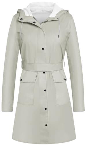 UNIQUEBELLA Women's Waterproof Long Hooded Raincoat