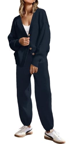 SAUKOLE Women's Oversized Knit Sweater & Matching Long Pants Set