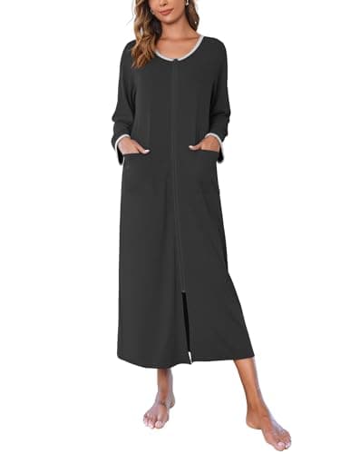 Ekouaer Women's Long House Coat with Pockets S-4XL