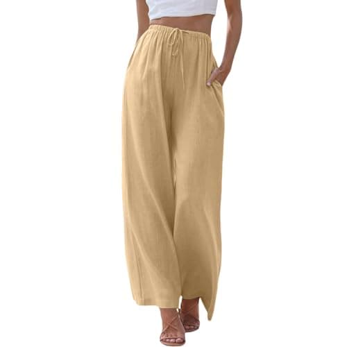 Women's Linen Summer Palazzo Pants with Pockets