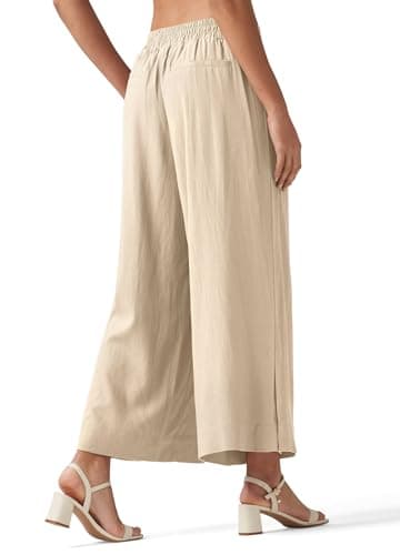 Willit Women's Linen Wide Leg Palazzo Pants with Pockets Summer Beach Casual