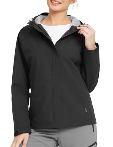 Baleaf Womens Waterproof Hooded Rain Jacket for Hiking Travel