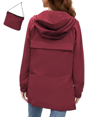 Bloggerlove Women's Lightweight Waterproof Raincoat with Hood Outdoor Windbreaker