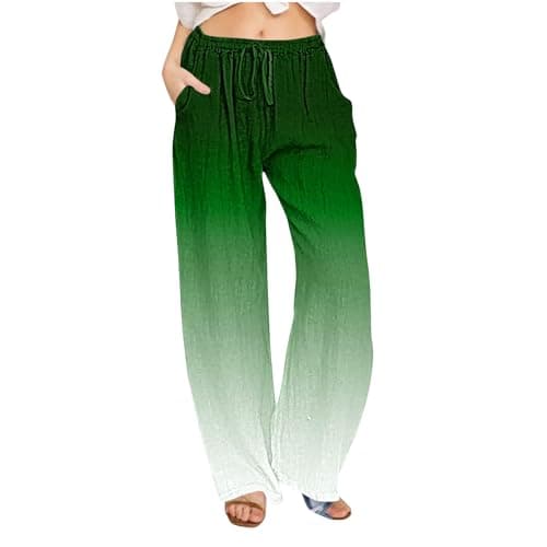 2024 Trendy Women's High Waist Loose Fit Linen Palazzo Pants
