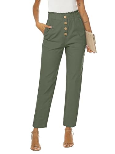 NIMIN High-Waisted Elastic Cropped Paper Bag Pants with Pockets