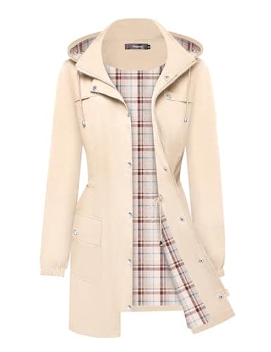 Women's Lightweight Raincoat | S-XXL Plaid Hooded Waterproof:Trench Coat by Bloggerlove