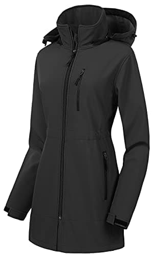 CREATMO Women's Lightweight Waterproof Softshell Jacket Fleece Lined Windbreaker