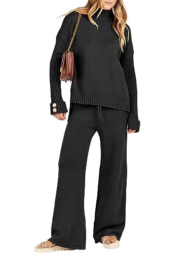 Caracilia Women's 2-Piece Fall Sweater Set & Wide Leg Pants Travel Fashion