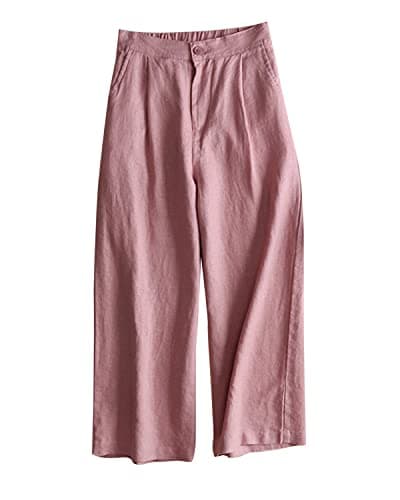 Aeneontrue Women's 100% Linen Cropped Palazzo Pants Trendy Summer Outfits