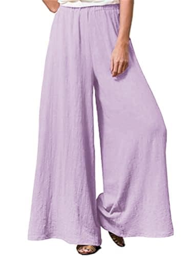 Hisanny Women's Plus Size Wide Leg Linen Palazzo Trousers with Pockets L, 5XL