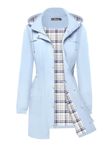 Women's Lightweight Raincoat | S-XXL Plaid Hooded Waterproof:Trench Coat by Bloggerlove