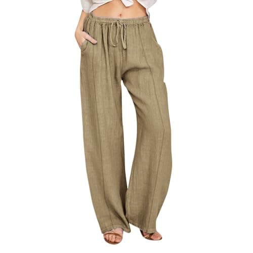 Nantdog Loose Summer Palazzo Pants with Pockets Plus Size