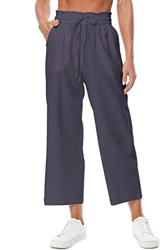 BCOFUI High-Waisted Linen Wide Leg Beach Pants