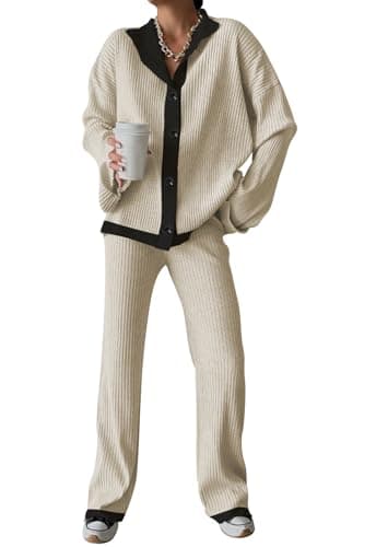 Cakulo Women's 2024 Lounge Sets Cardigan Knit Pants Matching Outfit