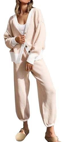 SAUKOLE Women's Oversized Knit Sweater & Matching Long Pants Set
