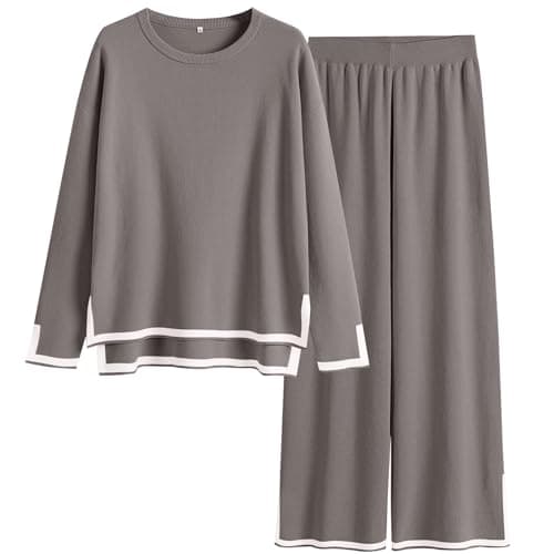 ANRABESS Women's Knit Sweater & Wideleg Pants Matching Sweatsuit Set