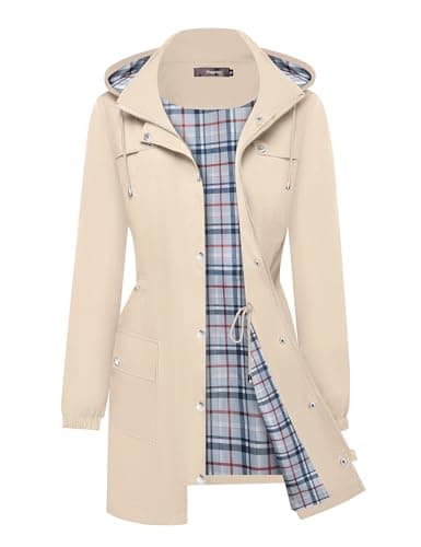 Women's Lightweight Raincoat | S-XXL Plaid Hooded Waterproof:Trench Coat by Bloggerlove