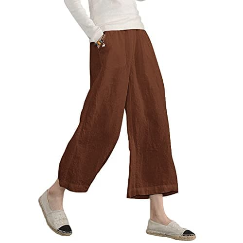 Sure, here's a refined and simplified version of the title:

ECUPPER Women's Loose Elastic Waist Cotton Cropped Wide Leg Pants