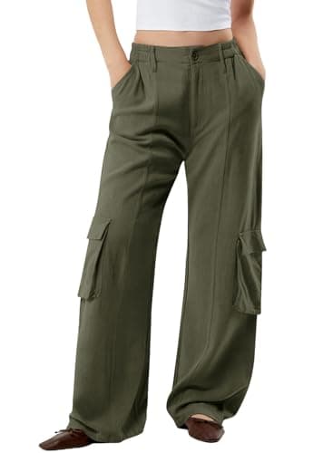 Dokotoo Women's Wide Leg Flowy Stretch Palazzo Pants with 4 Pockets