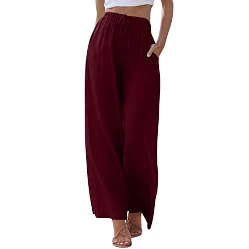 Women's Linen Summer Palazzo Pants with Pockets