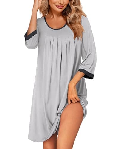 Ekouaer Women's Soft 3/4 Sleeve Nightgown Sleep Shirt S-3XL