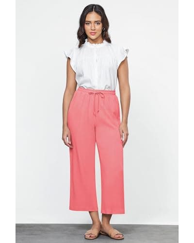 GRAPENT High-Waisted Wide Leg Linen Pants for Women Casual Summer Capris