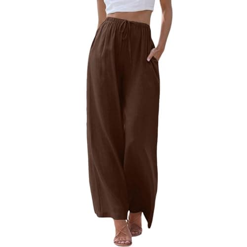 Women's Linen Summer Palazzo Pants with Pockets