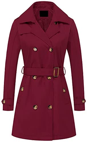 Chrisuno Women's Mid-Length Double Breasted Trench Coat with Hood