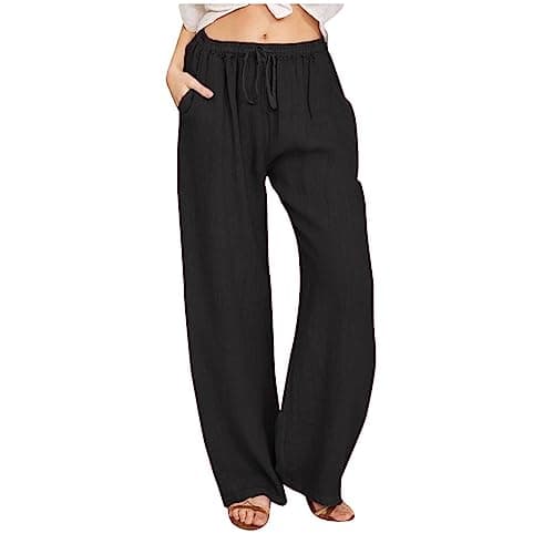 Nantdog Loose Summer Palazzo Pants with Pockets Plus Size