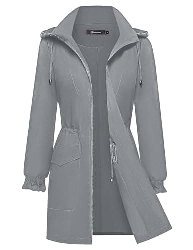 Bloggerlove Women's Lightweight Waterproof Raincoat with Hood Outdoor Windbreaker
