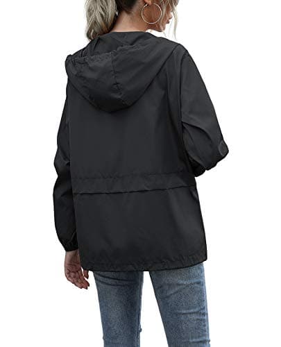 PESION Women's Waterproof Raincoat with Hood and Pocket