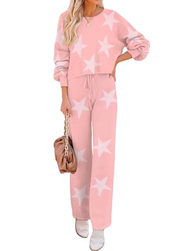 Ekouaer Women's Cozy Long Sleeve Knit Lounge Set