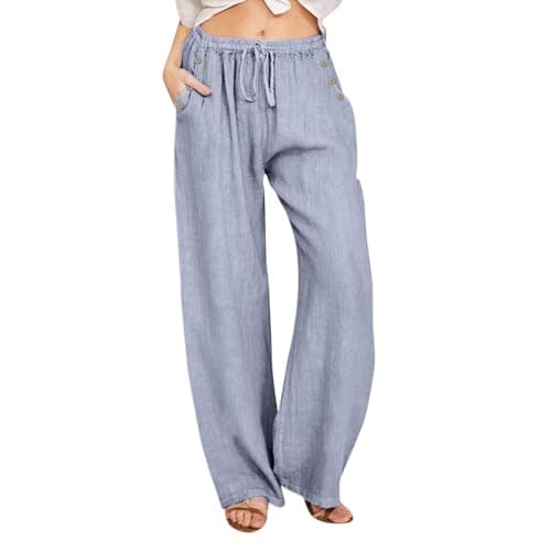Nantdog Loose Summer Palazzo Pants with Pockets Plus Size