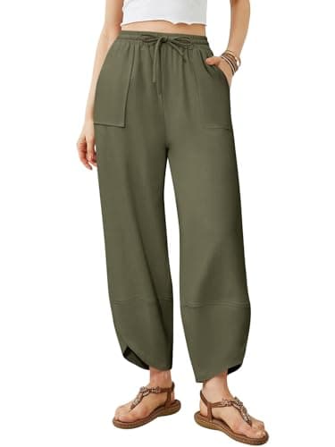 Jiflora Women's Wide Leg Cotton Linen Palazzo Pants with Pockets