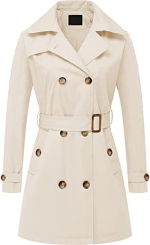 Chrisuno Women's Mid-Length Double Breasted Trench Coat with Hood